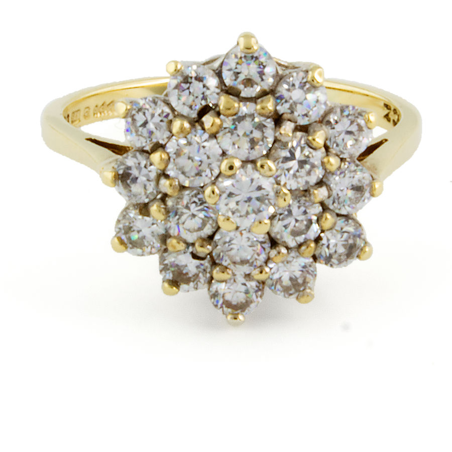 9ct Gold Cubic Zirconia Cluster Ring Size K